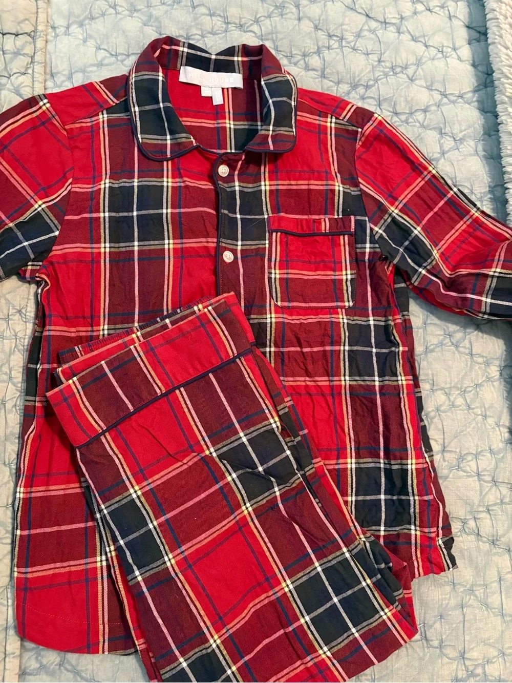Hill House Red & Navy Plaid Kids Two-Piece Pajama Set